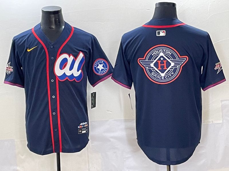 Men 2025 Houston Astros Blank Drak Blue All star Nike MLB Jersey style 11->houston astros->MLB Jersey